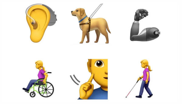 Como são necessários os emoticons que representam pessoas com deficiência?